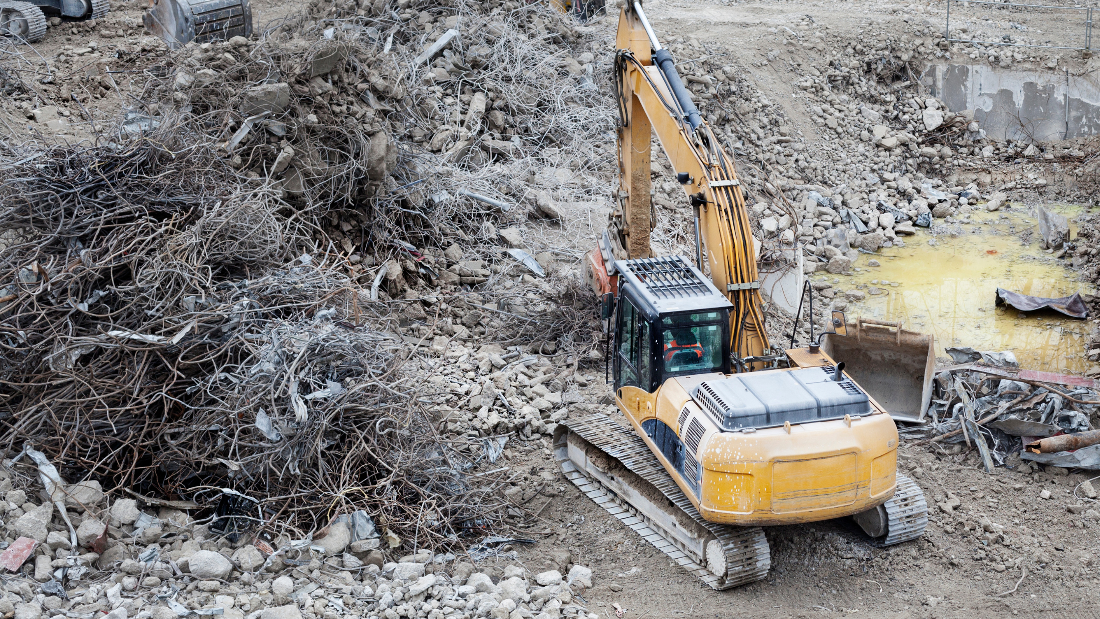 Pile of cables on a demolition site