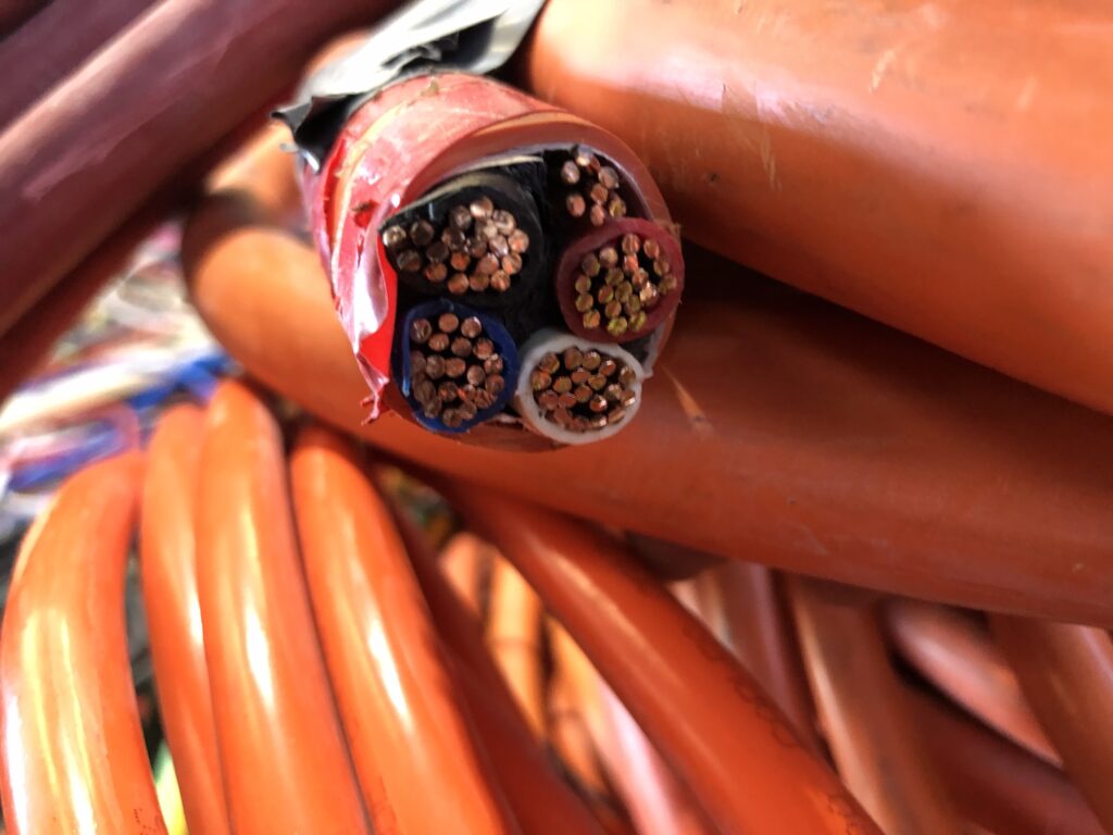 Close up shot of a cble waste